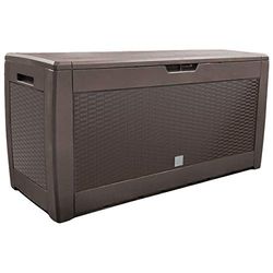 VOUNOT Coffre de Rangement Exterieur 310L en PP 119*48*60CM Style Polyrotin Marron