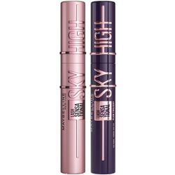 Maybelline New York Lash Sensational Sky High Mascara, Volumising & Lengthening Mascara, Washable Flake-Free Formula: Black + Plum Twilight (Duo Bundle)