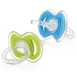Nuby - Gum-eez Fopspeen Bijtringen - Eerste tandverzorging voor baby - 2-Pack - 2 stuks bijtring/bijtspeelgoed van zacht silicone - Groen en Blauw - 3+ maanden