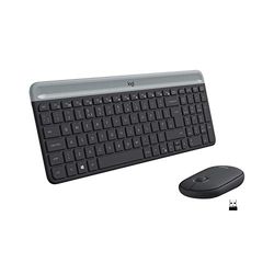 Logitech MK470 Kit mouse e tastiera, Layout ‎Olandese-Belga AZERTY, Grigio