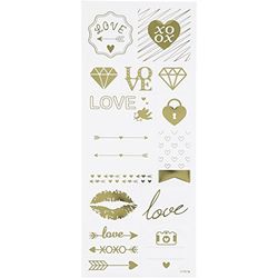 Stickers Love, sheet 10x24 cm, approx. 14 pc, gold, love, 1sheet