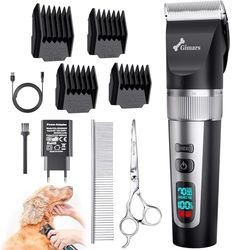 Gimars Inalámbrico Silencioso Maquina Cortar Pelo Perros Profesional, IPX7 Impermeable Cortapelos Perros, Gatos, Maquina Pelar Perros Animales de Pelo Largo