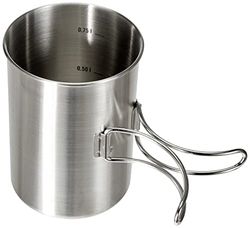 Tatonka Beker handvat mok 850 ml - mok van roestvrij staal - met klapgrepen en volumeschaal - compatibel met Nalgene brede hals 1L, zilver