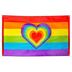 Boland 44721 - Drapeau en polyester arc-en-ciel, multicolore, taille 90 x 150 cm, avec Sillets métalliques, cSur, Christopher Street Day, hippie, homosexualité, décoration