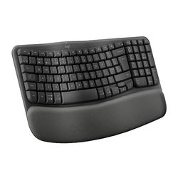 Logitech Wave Keys Wireless Ergonomic Keyboard with Cushioned Palm Rest - Graphite, QWERTY Pan Nordic Layout