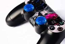 Set van 4 Joystick-beschermfolies, compatibel met alle console-controllers/G-MOTIONS, personalisering van je joysticks, betere grip en bescherming rondom, G-stitch, blauw