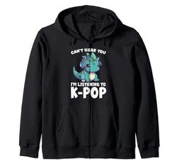 No puedo oírte estoy escuchando Kpop Merchandise Dinosaur K-Pop Sudadera con Capucha