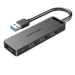 HUB - Hub 4 Puertos USB 3.0, conexión Micro USB PD, Color Gris, Ideal para expansión de Dispositivos y Transferencia rápida de Datos.*