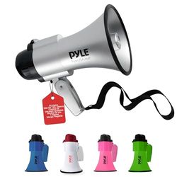 Pyle megafono, Portatil, Altavoz, Sirena, Compacto, Funciona con Pilas, Potencia de 30V, Microfono, Sonido PA, Mango Plegable, Ideal para policias, Porristas, Entrenadores