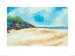The Art Group Stuart Roy (Summer Beach Huts III) -Art Print 30 x 40cm