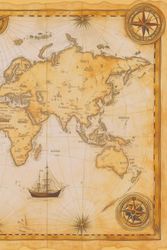 Travel Journal - Vintage World Map | 120 lined pages | lined: Great gift for those going world travelling