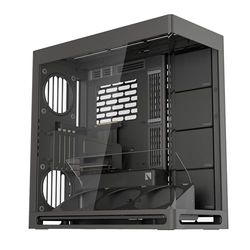 HAVN HS 420 VGPU Custodia per PC Mid Tower ATX a doppia camera nera | Kit GPU verticale PCIe 5.0, 11 ventole da 140 mm e 3 supporti per radiatori da 420 mm, vetro temperato, hub ventola PWM