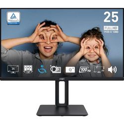 MSI PRO MP251P Monitor FHD 24,5" - IPS (1920 x 1080), 100 Hz, schermo Eye-Friendly, altoparlante integrato, 4 posizioni, HDMI 1.4b, D-Sub (VGA)