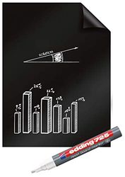Legamaster 7-159200 Magic-Chart Blackboard, Fogli elettrostatici riposizionabili include 25 fogli (60 x 80 cm), Nero