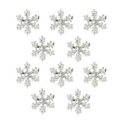 20 Pcs Crystal Snowflake Buttons Snowflake Rhinestone Embellishment Buttons for Scrapbooking Craft Hair Clip Décor