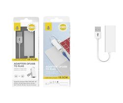 Adaptador - conversor USB 2.0 a Ethernet RJ45, 10/100 Mbps, 18.5 cm, Color Blanco, Ideal para conexión de Red rápida y Estable.