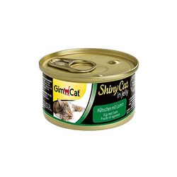 GimCat ShinyCat Pollo con agnello in gelatina, Alimento umido per gatti con carne e taurina, 24 scatolette, 24 x 70 g