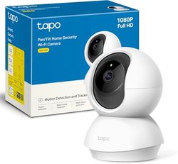 Tapo C200 Telecamera Wi-Fi Interno FHD, Videocamera sorveglianza, Visione Notturna, 360° Visuale, Audio Bidirezionale, Rilevamento di movimento e notifiche, Allarme acustico e luminoso integrato