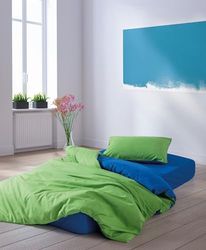 Nuit Des Rêves Ranforce Single XXL Quilt Cover Set, 155 x 220 cm, 100% Cotton, Green & Blue, Reactive Printing, Machine Washable, Envelope & Button Closure, Soft & Stylish Bedding