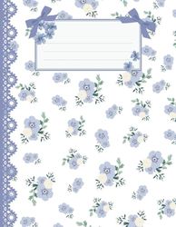 Coquette Composition Notebook - Periwinkle Blue Lace, Flowers and Bows: 120 Wide Rule Pages, 8.5 x 11