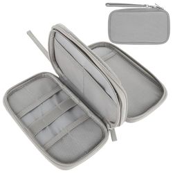 ASelected Elektroniska tillbehör organisationsväska tillbehörsväska dubbla lager förvaringsväska resekabel förvaringsväska USB-kabel laddare spelkort strömkabel (grå), Grå, Normal