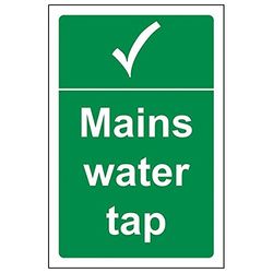 VSafety "Mains Water Tap" Sign, Portret, (Pack van 3)