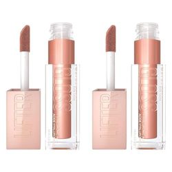 Maybelline New York Lifter Gloss, Plumping & Hydrating Lip Gloss with Hyaluronic Acid, 5.4 ml, Shade: 008, Stone (Pack of 2)