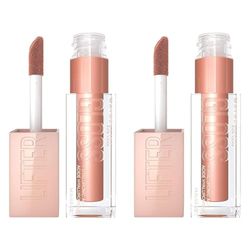 Maybelline New York Lifter Gloss, Plumping & Hydrating Lip Gloss with Hyaluronic Acid, 5.4 ml, Shade: 008, Stone (Pack of 2)