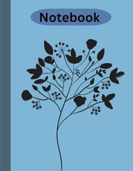 Blue notebook with black flower detail