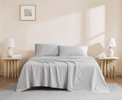 Linen Closet Lichtgrijze set met twee lakens van biologisch katoen