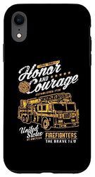 Honneur et courage pompier pompier camion de pompiers design Coque pour iPhone XR