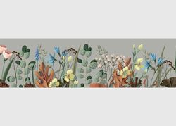 AG Design Flowers Self-Adhesive Border, Kitchen, Living Room, Wall Sticker, Multicoloured, 500 x 13.8 cm, AWB 8406