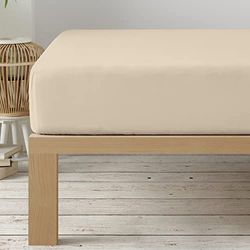 Degrees home - Collection - Sábana Bajera 135x 200 x 33 - Ajustable - Microfibra de poliéster cepillada - Beige