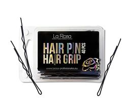 LaRosa Poignées pour cheveux ondulés 6 cm - En forme de U - En métal solide - Pour les salons de coiffure - 1 paquet de 40 pièces - Brun