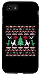 Custodia per iPhone SE (2020) / 7 / 8 Trex - Maglione natalizio per bambini, per amanti dei dinosauri, per le vacanze