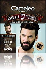 Cameleo - Men Colour Cream - DARK BROWN - Grey OFF Single-Use Colorizer in 2 sachets - for Hair, Beard & Moustache - Easy 5 min Application - Natural Color Effect - 0% Parabens