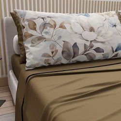 PETTI Artigiani Italiani - Katoenen beddengoed met kussenslopen met digitale print, bedlakens voor Frans bed, beddengoedset met bloemenpatroon 16 modder, 100% Made in Italy