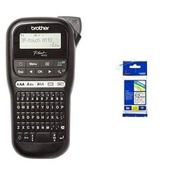 Brother PT-H110 Etichettatrice Palmare per Casa e Ufficio, fino a 12 mm + Nastro Laminato TZE131, 12 mm, Nero su Trasparente