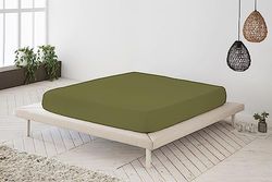 Sábana Bajera Ajustable Lisa Verde Cama 135 cm - 135x200 cm, algodón 200 Hilos.