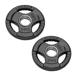 Olympische halterschijven voor lange en korte halters, bumperplaten met 50 mm gat, rubberen gewichtsschijven van 2,5 kg tot 20 kg (2 schijven à 2,5 kg)