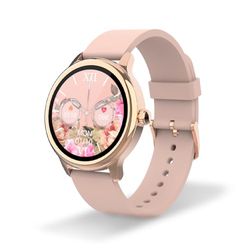 DCU TECNOLOGIC - Smartwatch Sophie - Reloj Inteligente Mujer Rose Gold Case con Correa en Silicona Rosa - Pantalla táctil HD 1,2'' - IP67 Impermeable - 22 Modos de Deporte - App Smart DCU
