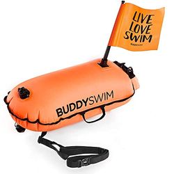 BUDDYSWIM 28 l öppet vatten simboj med 100% vattentät inre lufttät påse och avtagbar flagga extra synlighet slitstark säkerhetsväska, lätt och lätt att vika ihop