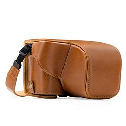 MegaGear La Custodia In Pelle Per Fotocamera 'Sempre Pronta' Sony Facile Da Installare, Con Treppiede E Accessori Periferici Compatibile Con Alpha A6000, A6300 Con 16-50Mm (Brun Clair)