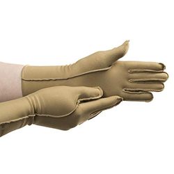 isotoner Women & Men Arthritis Compression Rheumatoid Pain Relief Gloves for joint support with Open/Full finger design, Camel, XL