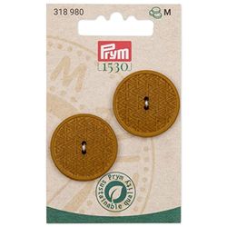 Prym 318980 Botón de cáñamo reciclado de 2 agujeros 28 mm curry