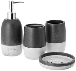 Sweet Home Collection, Accessori da bagno collezioni uniche moderno classico contemporaneo decorativo bellissimo design per vasca da bagno doccia, set da 4 pezzi, marbelizzato