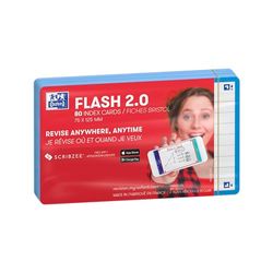 OXFORD Flash 2.0 – 80 schede Bristol Flash Cards 7,5 x 12,5 cm a righe, cornice turchese