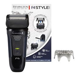 Remington Rasoio elettrico Barba F4 - Utilizzo su asciutto e bagnato - Accessorio styler per barba, Cappuccio protettivo, 100% impermeabile, Rasoio a lamina Style Series F4002