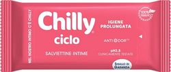 Chilly Toallitas Ciclo, toallitas para la higiene íntima, tejido 100% biodegradable, óptimas fuera de casa, PH 3,5, clínicamente probado, paquete de 12 toallitas