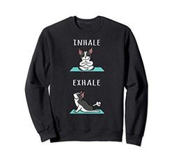 Yoga Inhale Exhale Boston Terrier Cane Felpa